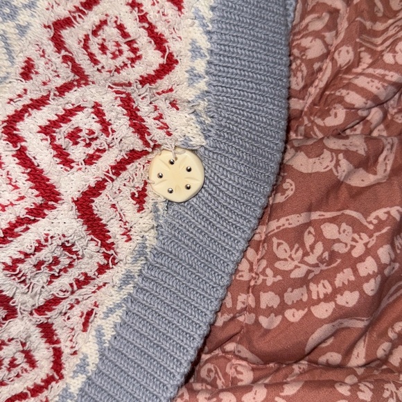 CAbi Red and Gray Knit Cardigan with Fringe - Picture 6 of 6